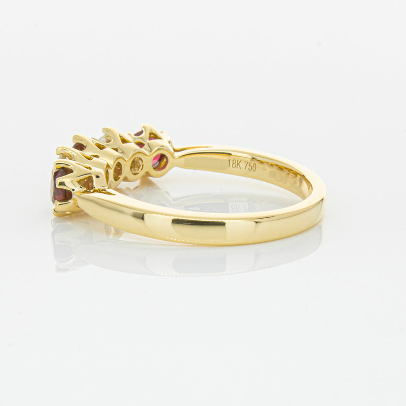 18ct Yellow Gold Ruby & Diamond Pentagon Ring-Ring-Walker & Hall