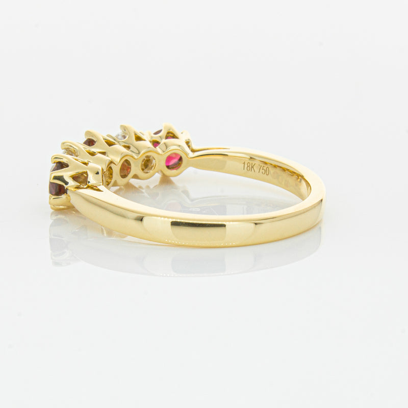 18ct Yellow Gold Ruby & Diamond Pentagon Ring-Ring-Walker & Hall