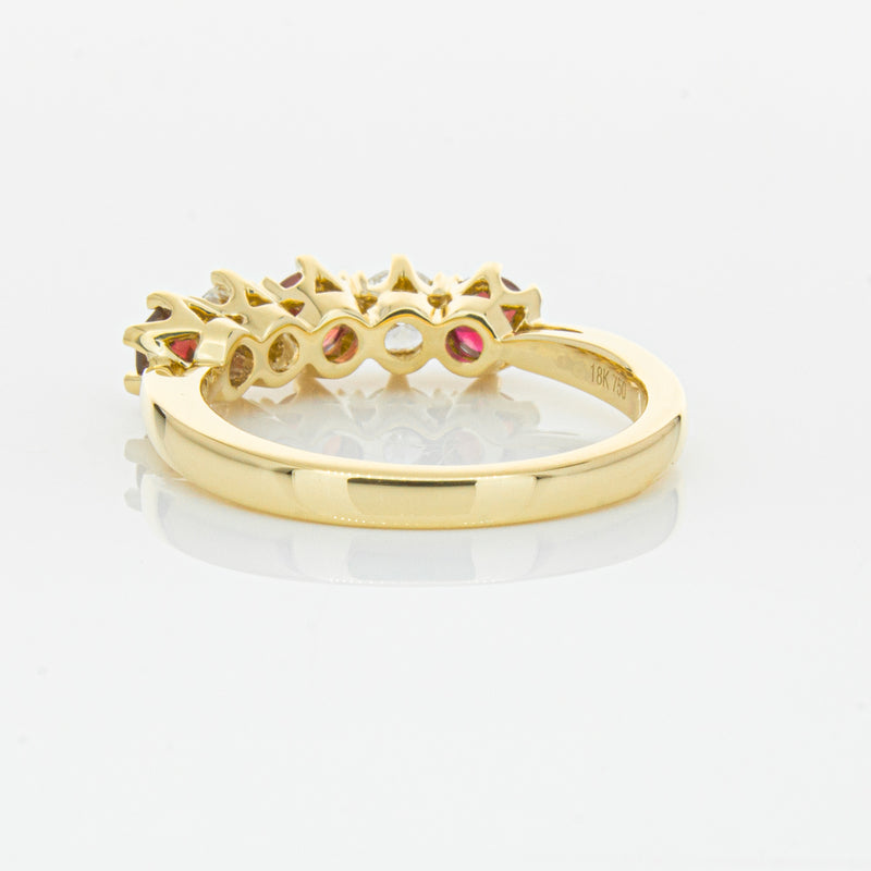 18ct Yellow Gold Ruby & Diamond Pentagon Ring-Ring-Walker & Hall
