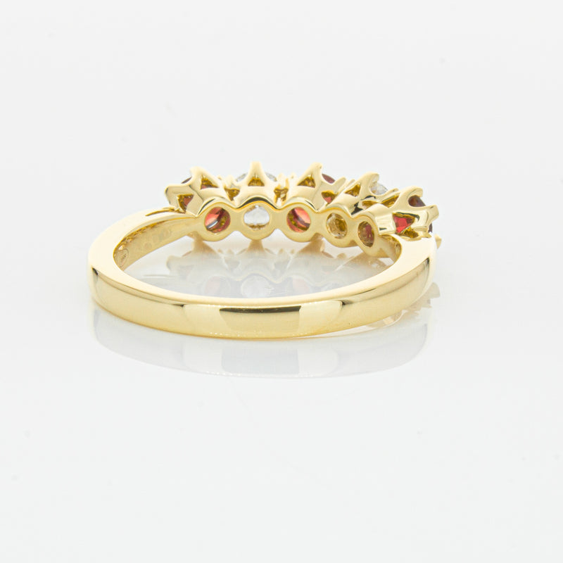 18ct Yellow Gold Ruby & Diamond Pentagon Ring-Ring-Walker & Hall