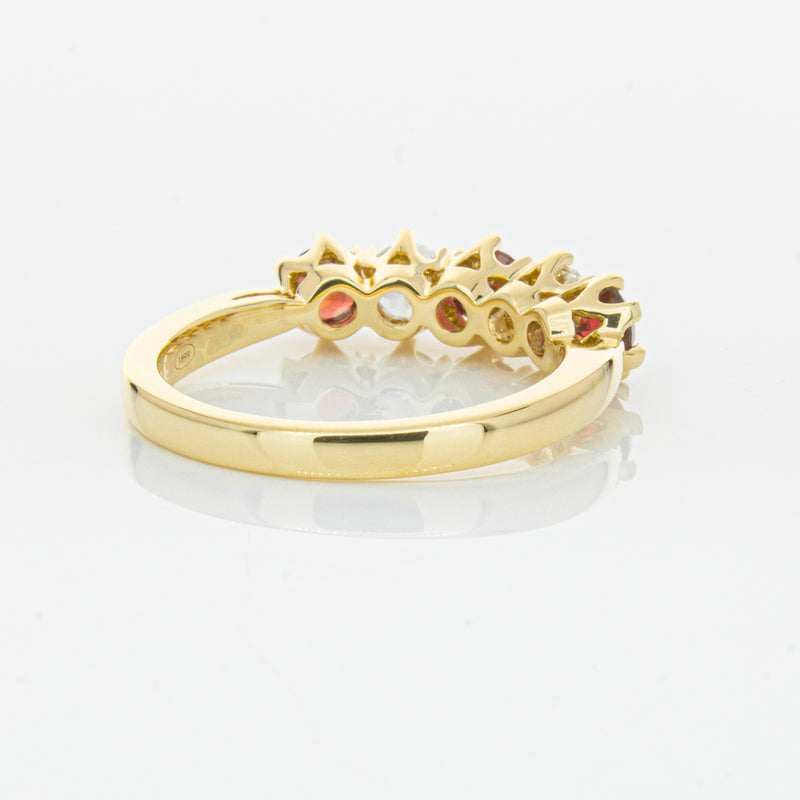 18ct Yellow Gold Ruby & Diamond Pentagon Ring-Ring-Walker & Hall