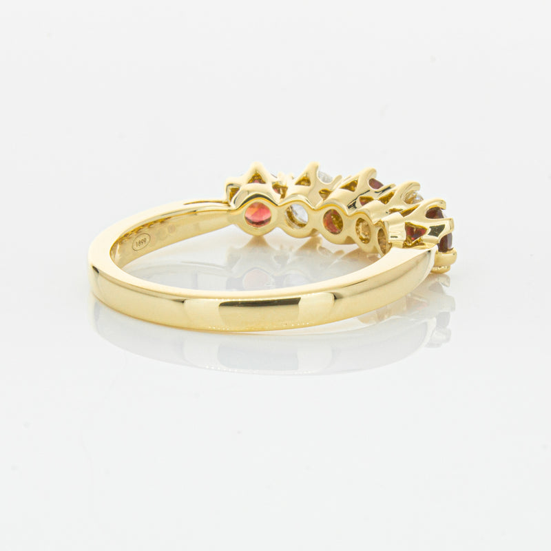 18ct Yellow Gold Ruby & Diamond Pentagon Ring-Ring-Walker & Hall