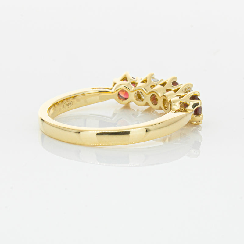 18ct Yellow Gold Ruby & Diamond Pentagon Ring-Ring-Walker & Hall