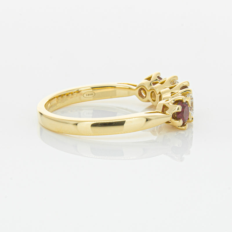 18ct Yellow Gold Ruby & Diamond Pentagon Ring-Ring-Walker & Hall