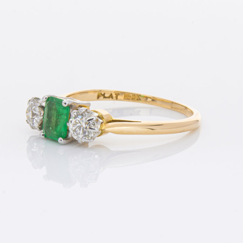 Deja Vu 17ct Yellow Gold & Platinum .50ct Emerald & Diamond Ring-Ring-Walker & Hall