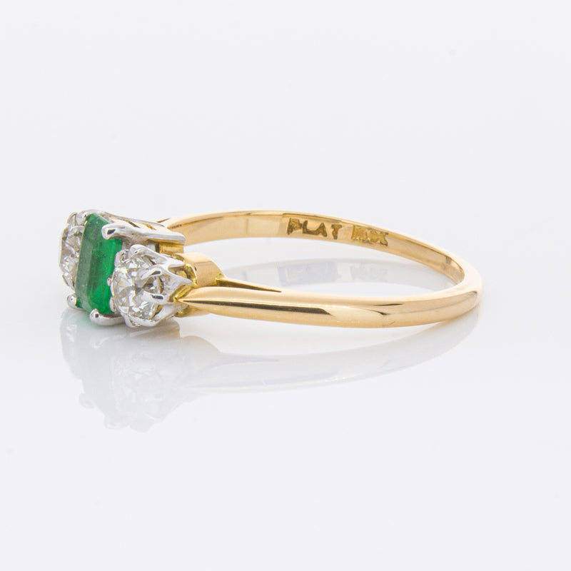 Deja Vu 17ct Yellow Gold & Platinum .50ct Emerald & Diamond Ring-Ring-Walker & Hall