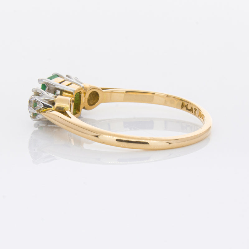 Deja Vu 17ct Yellow Gold & Platinum .50ct Emerald & Diamond Ring-Ring-Walker & Hall