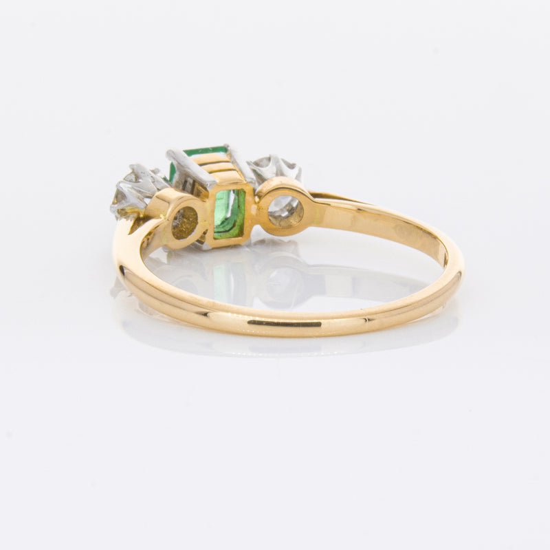 Deja Vu 17ct Yellow Gold & Platinum .50ct Emerald & Diamond Ring-Ring-Walker & Hall