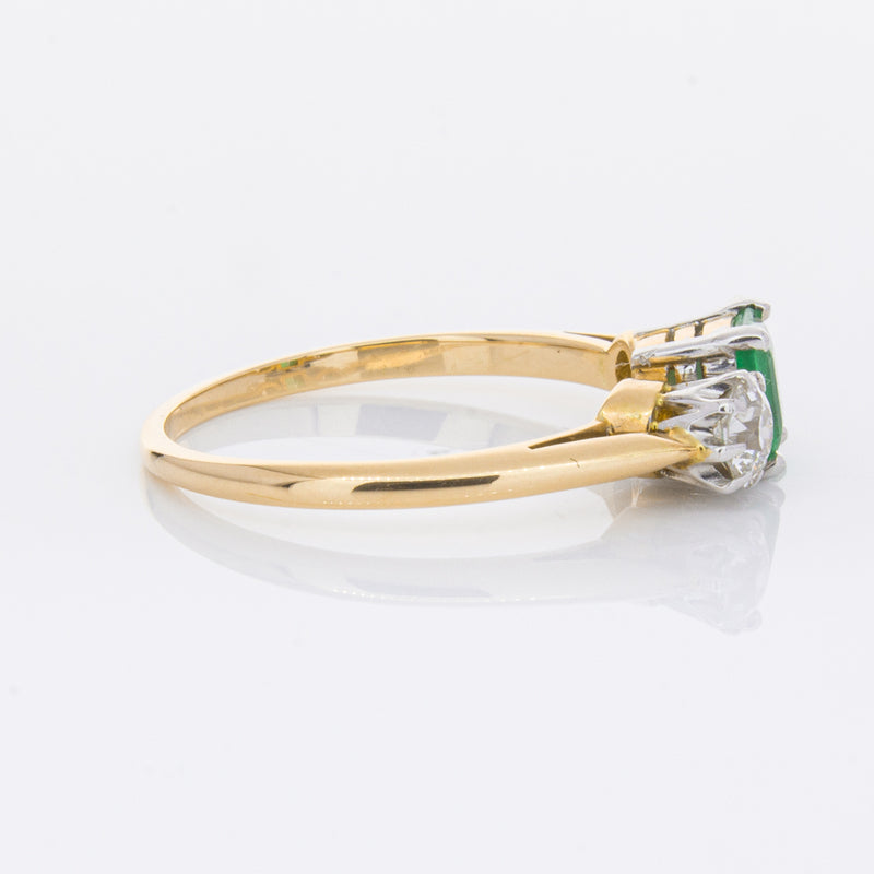 Deja Vu 17ct Yellow Gold & Platinum .50ct Emerald & Diamond Ring-Ring-Walker & Hall