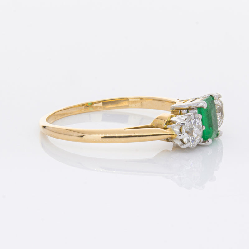 Deja Vu 17ct Yellow Gold & Platinum .50ct Emerald & Diamond Ring-Ring-Walker & Hall