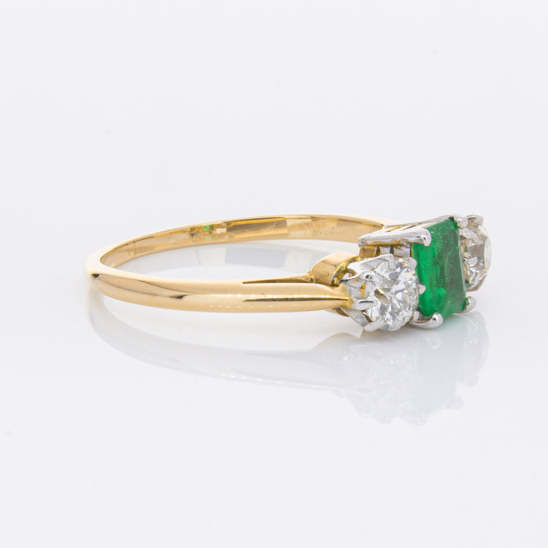 Deja Vu 17ct Yellow Gold & Platinum .50ct Emerald & Diamond Ring-Ring-Walker & Hall