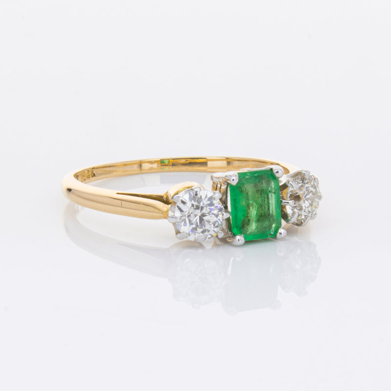 Deja Vu 17ct Yellow Gold & Platinum .50ct Emerald & Diamond Ring-Ring-Walker & Hall