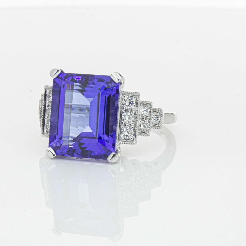 18ct White Gold 7.35ct Tanzanite & Diamond Maya Ring-Ring-Walker & Hall