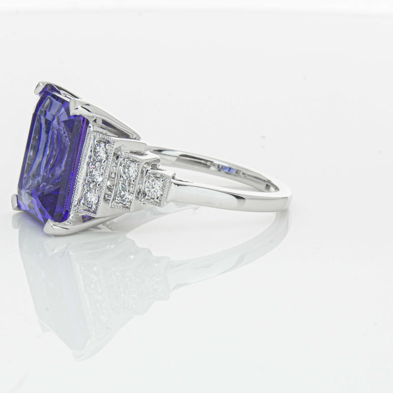 18ct White Gold 7.35ct Tanzanite & Diamond Maya Ring-Ring-Walker & Hall