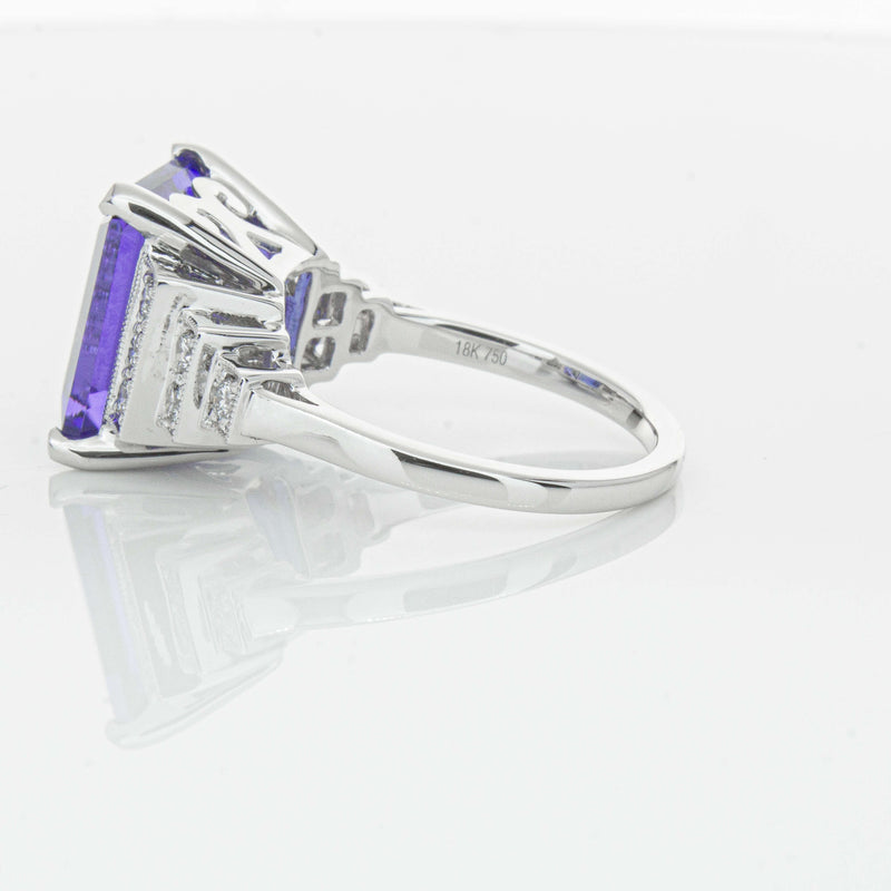 18ct White Gold 7.35ct Tanzanite & Diamond Maya Ring-Ring-Walker & Hall