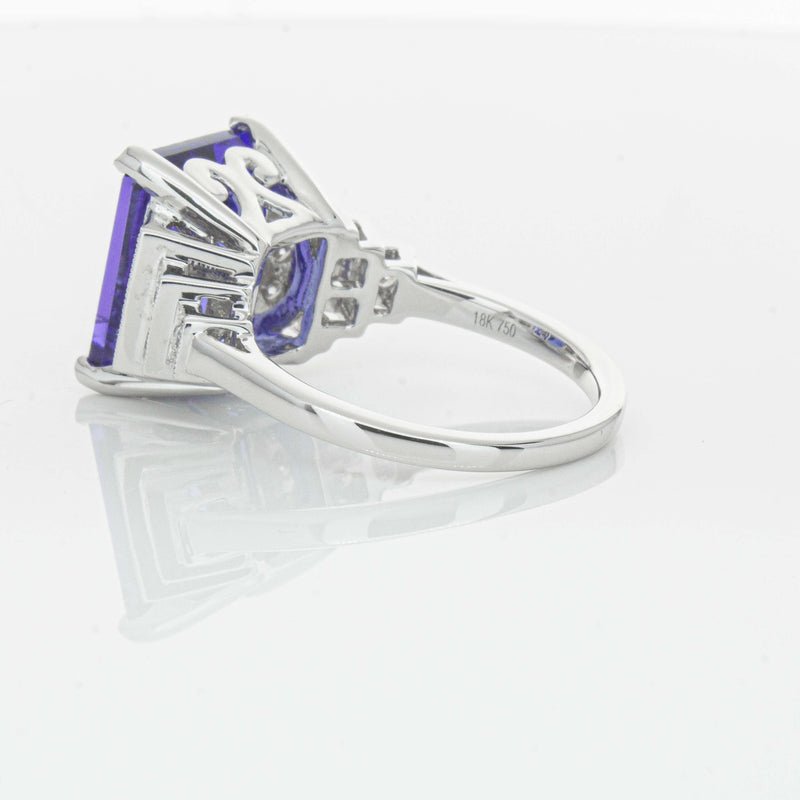18ct White Gold 7.35ct Tanzanite & Diamond Maya Ring-Ring-Walker & Hall