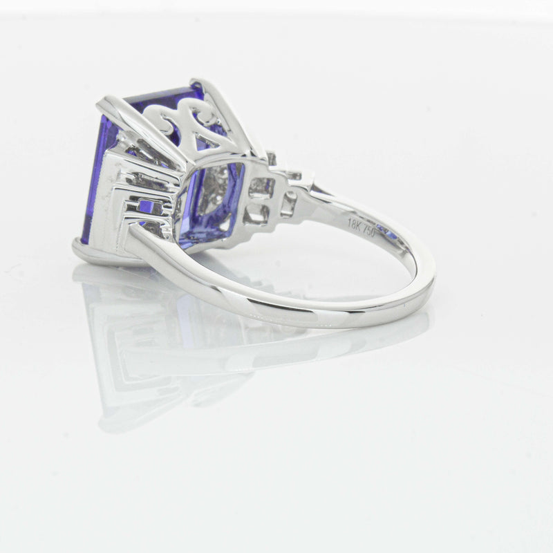 18ct White Gold 7.35ct Tanzanite & Diamond Maya Ring-Ring-Walker & Hall