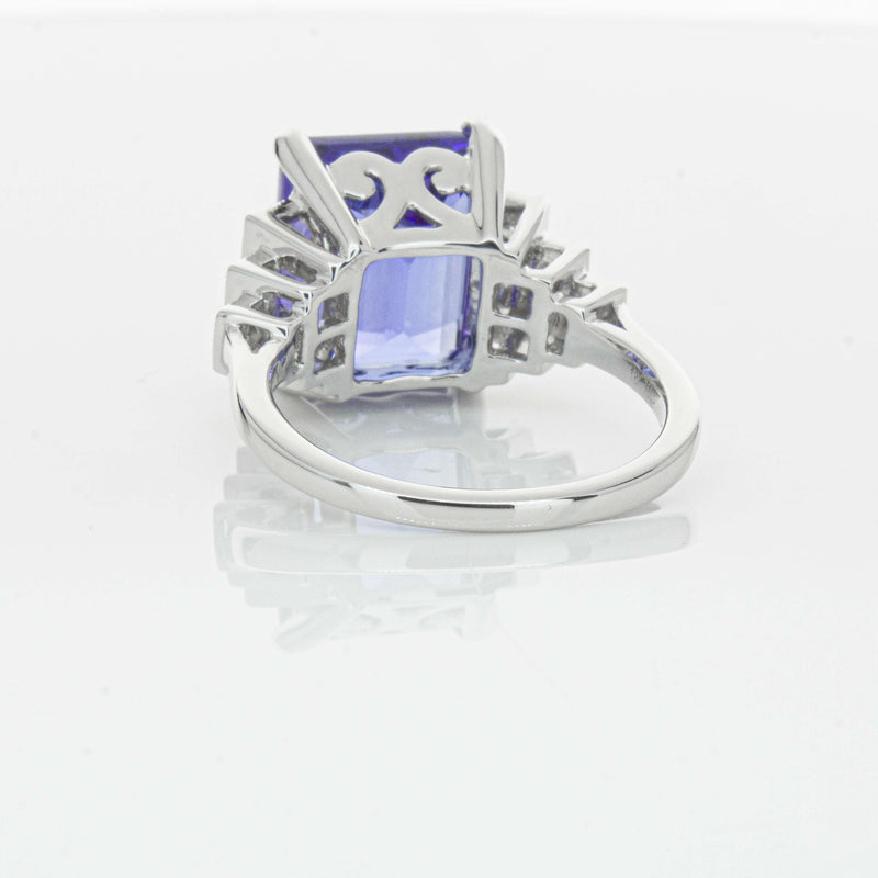 18ct White Gold 7.35ct Tanzanite & Diamond Maya Ring-Ring-Walker & Hall