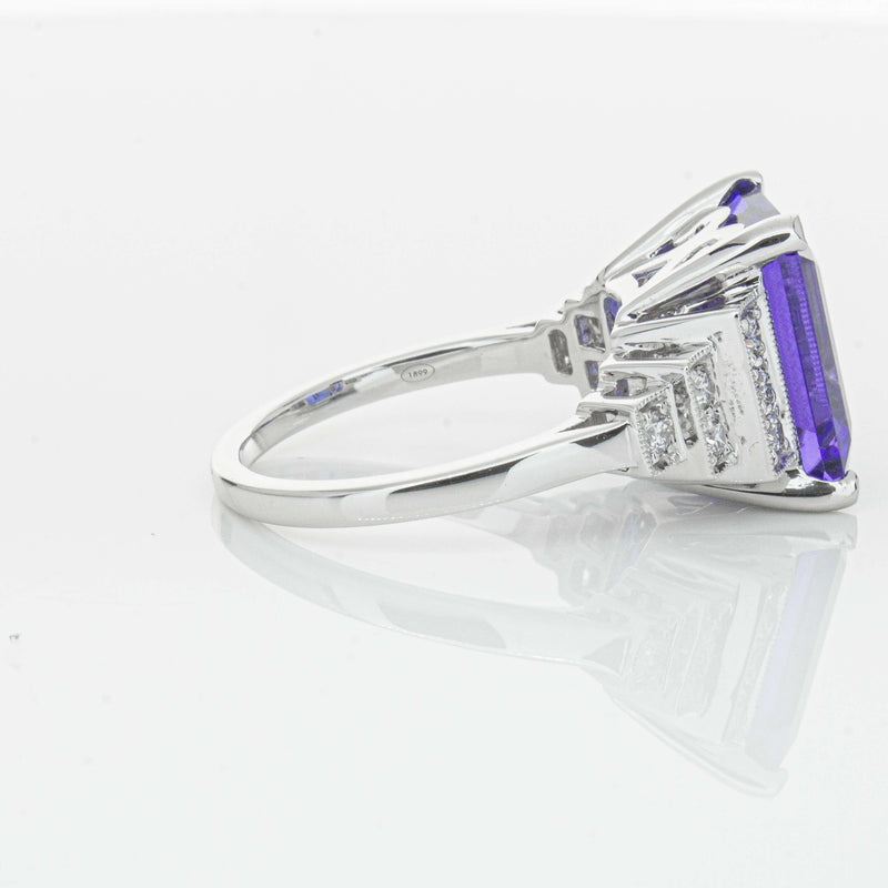 18ct White Gold 7.35ct Tanzanite & Diamond Maya Ring-Ring-Walker & Hall