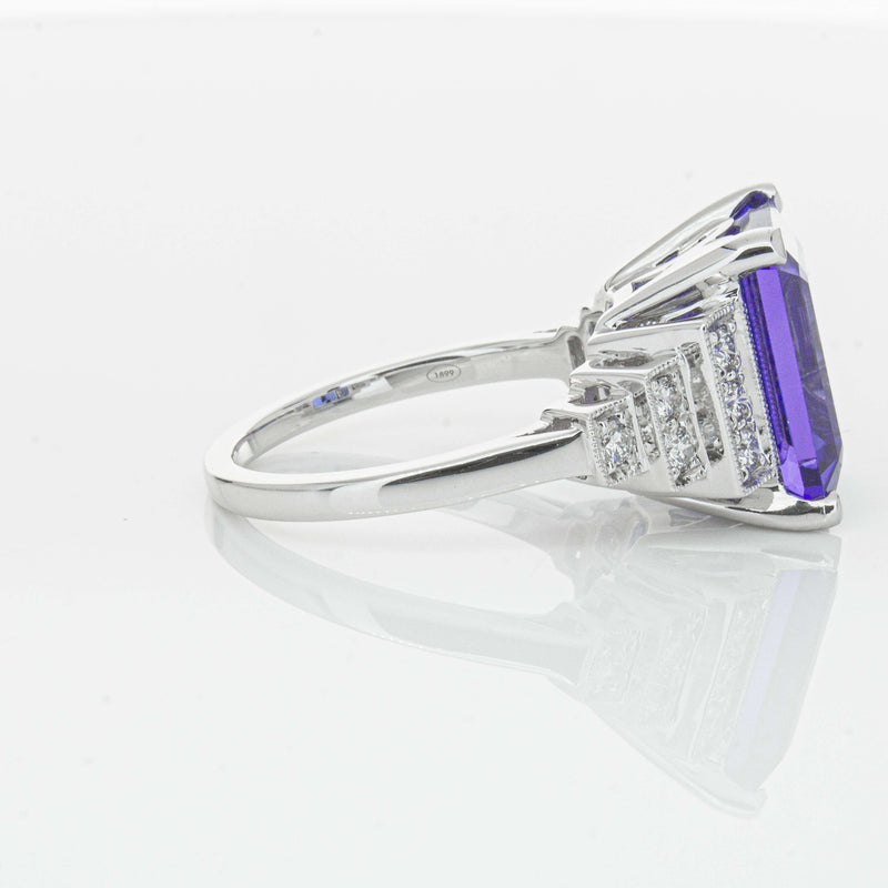 18ct White Gold 7.35ct Tanzanite & Diamond Maya Ring-Ring-Walker & Hall