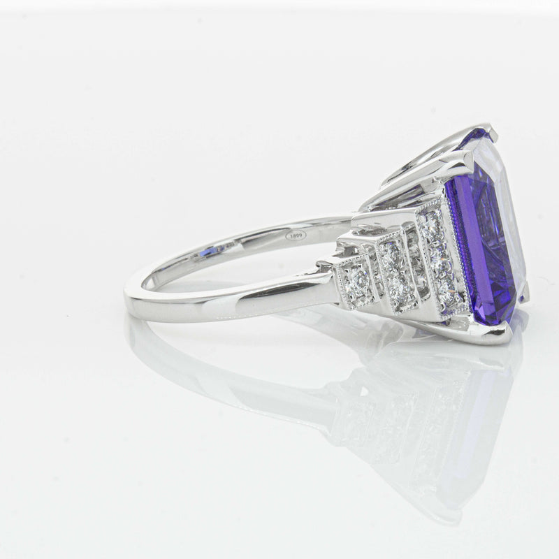 18ct White Gold 7.35ct Tanzanite & Diamond Maya Ring-Ring-Walker & Hall