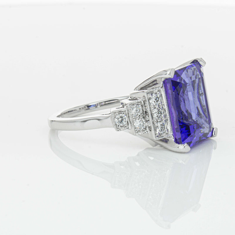 18ct White Gold 7.35ct Tanzanite & Diamond Maya Ring-Ring-Walker & Hall