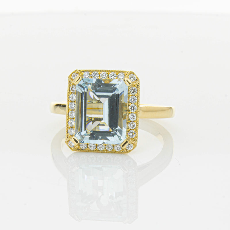 18ct Yellow Gold 3.00ct Aquamarine & Diamond Empire Ring-Ring-Walker & Hall