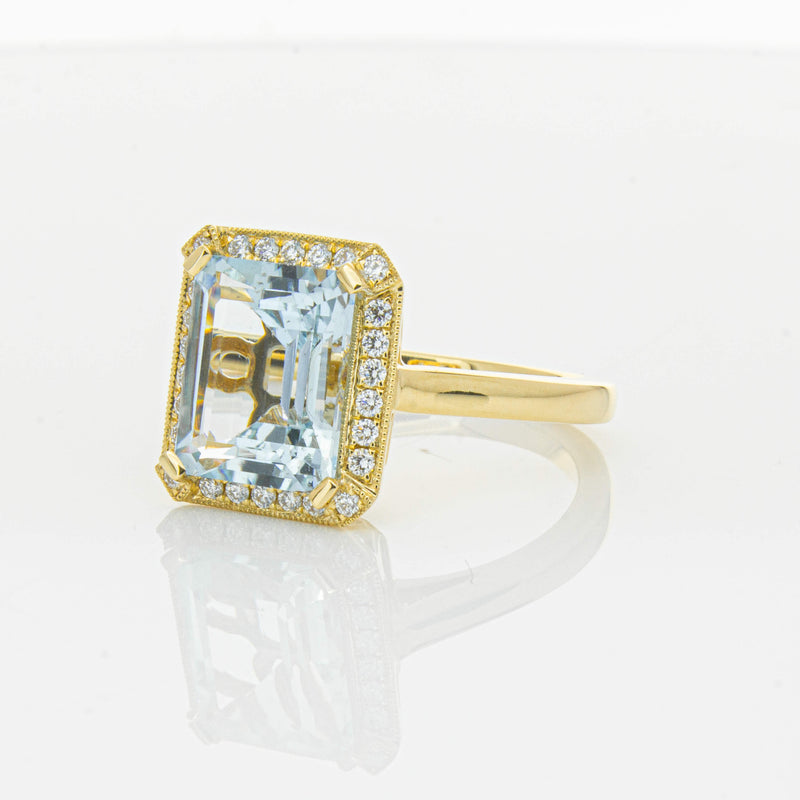 18ct Yellow Gold 3.00ct Aquamarine & Diamond Empire Ring-Ring-Walker & Hall