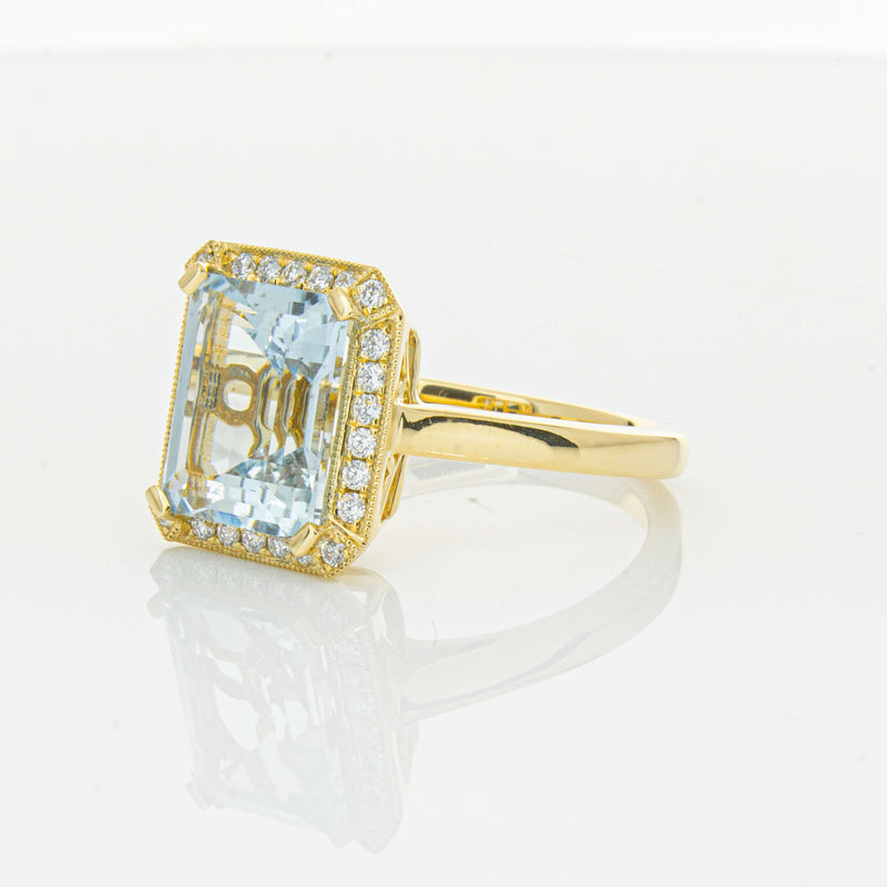 18ct Yellow Gold 3.00ct Aquamarine & Diamond Empire Ring-Ring-Walker & Hall