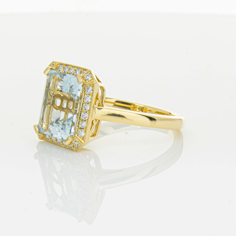 18ct Yellow Gold 3.00ct Aquamarine & Diamond Empire Ring-Ring-Walker & Hall