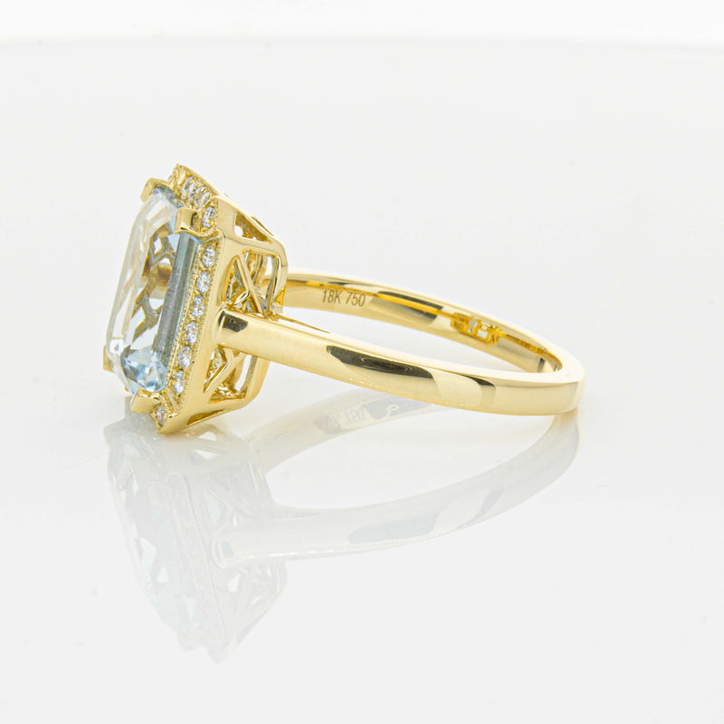 18ct Yellow Gold 3.00ct Aquamarine & Diamond Empire Ring-Ring-Walker & Hall