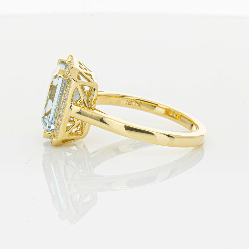 18ct Yellow Gold 3.00ct Aquamarine & Diamond Empire Ring-Ring-Walker & Hall