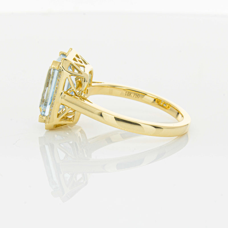 18ct Yellow Gold 3.00ct Aquamarine & Diamond Empire Ring-Ring-Walker & Hall