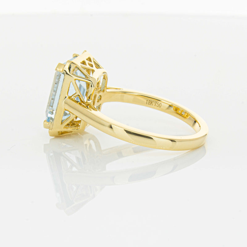 18ct Yellow Gold 3.00ct Aquamarine & Diamond Empire Ring-Ring-Walker & Hall