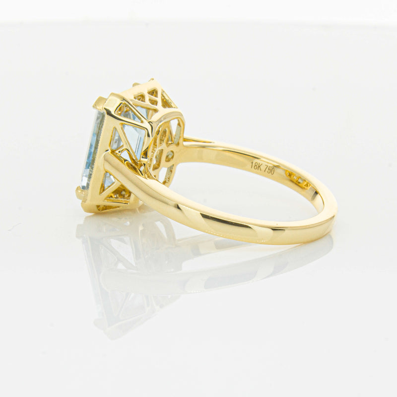 18ct Yellow Gold 3.00ct Aquamarine & Diamond Empire Ring-Ring-Walker & Hall