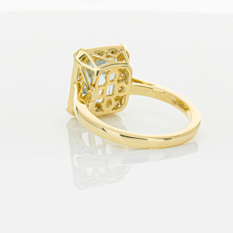 18ct Yellow Gold 3.00ct Aquamarine & Diamond Empire Ring-Ring-Walker & Hall