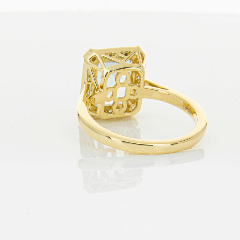 18ct Yellow Gold 3.00ct Aquamarine & Diamond Empire Ring-Ring-Walker & Hall