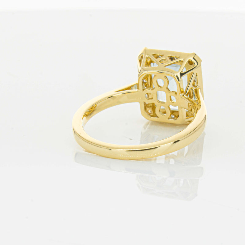 18ct Yellow Gold 3.00ct Aquamarine & Diamond Empire Ring-Ring-Walker & Hall