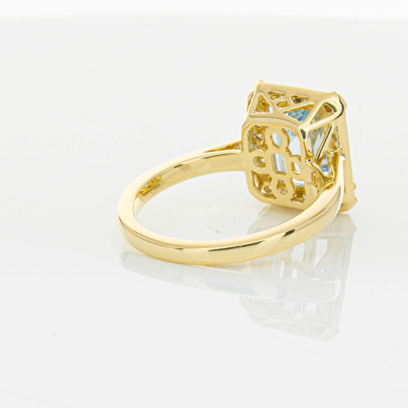 18ct Yellow Gold 3.00ct Aquamarine & Diamond Empire Ring-Ring-Walker & Hall