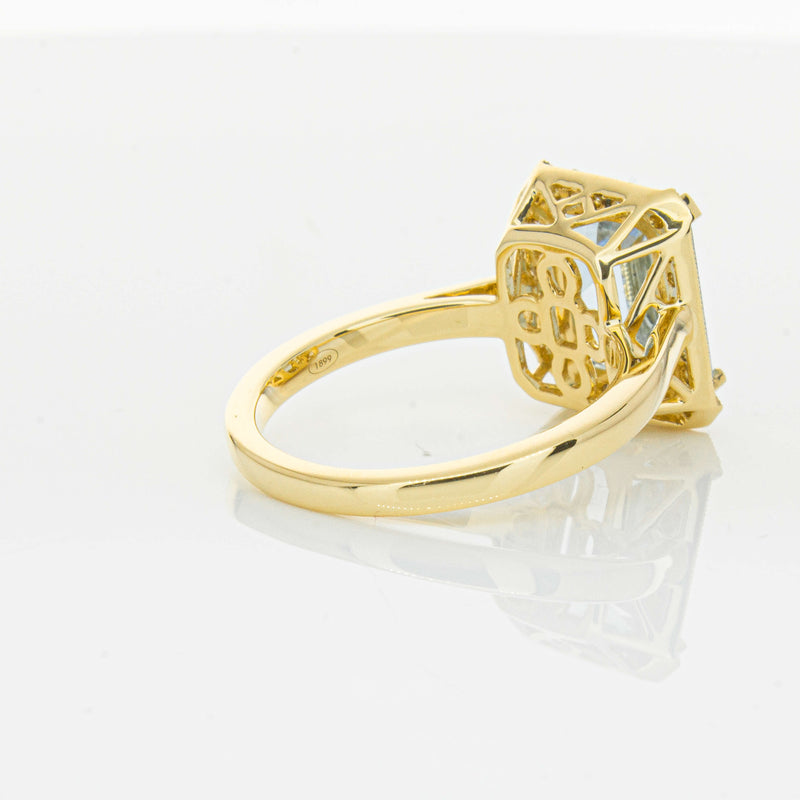 18ct Yellow Gold 3.00ct Aquamarine & Diamond Empire Ring-Ring-Walker & Hall