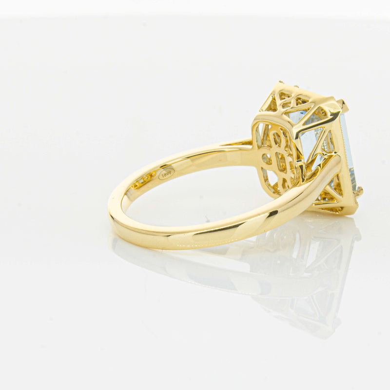 18ct Yellow Gold 3.00ct Aquamarine & Diamond Empire Ring-Ring-Walker & Hall