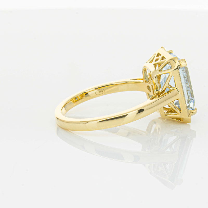 18ct Yellow Gold 3.00ct Aquamarine & Diamond Empire Ring-Ring-Walker & Hall