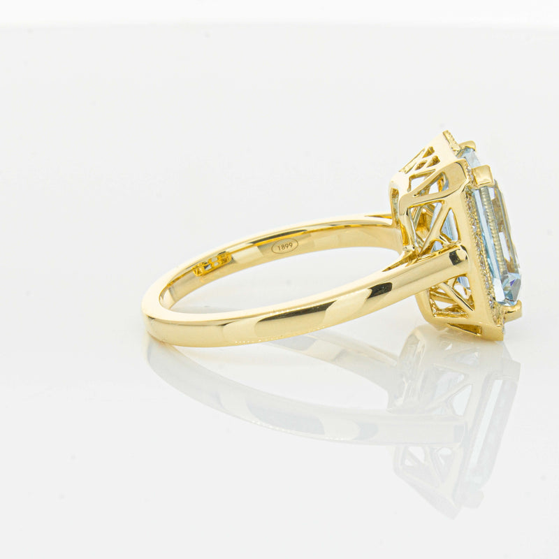 18ct Yellow Gold 3.00ct Aquamarine & Diamond Empire Ring-Ring-Walker & Hall