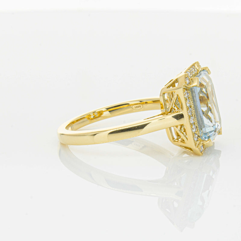 18ct Yellow Gold 3.00ct Aquamarine & Diamond Empire Ring-Ring-Walker & Hall