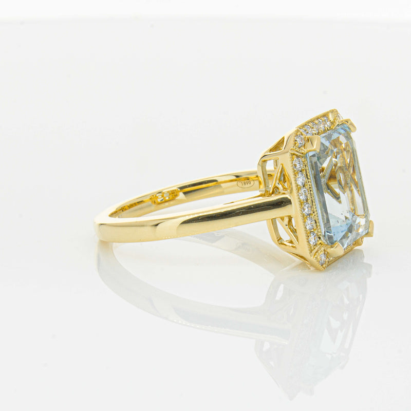 18ct Yellow Gold 3.00ct Aquamarine & Diamond Empire Ring-Ring-Walker & Hall