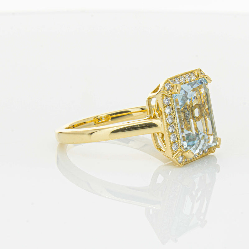 18ct Yellow Gold 3.00ct Aquamarine & Diamond Empire Ring-Ring-Walker & Hall