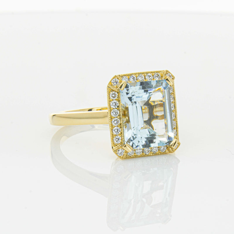 18ct Yellow Gold 3.00ct Aquamarine & Diamond Empire Ring-Ring-Walker & Hall
