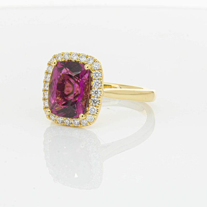 18ct Yellow Gold 3.21ct Pink Tourmaline & Diamond Fleur Ring-Ring-Walker & Hall