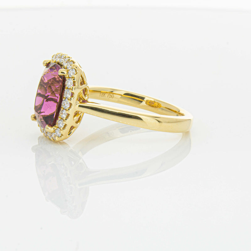 18ct Yellow Gold 3.21ct Pink Tourmaline & Diamond Fleur Ring-Ring-Walker & Hall