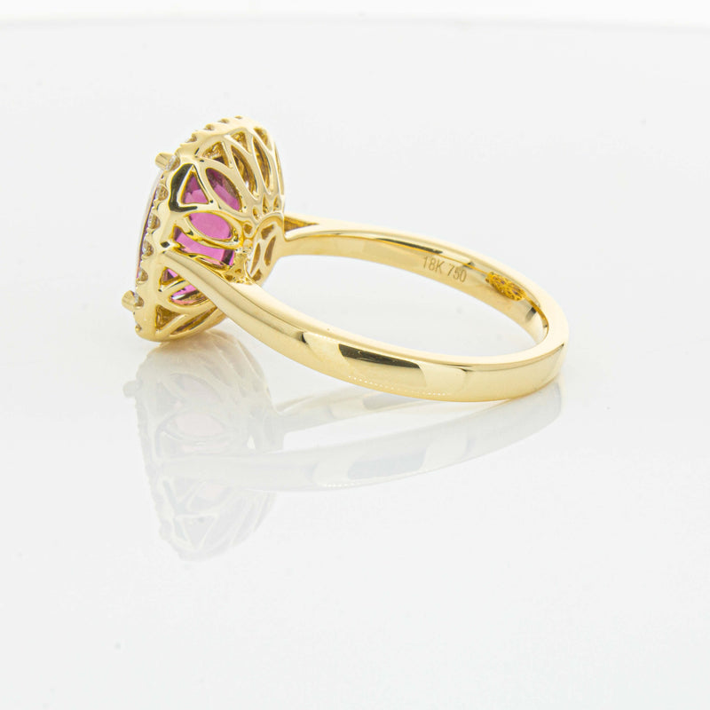 18ct Yellow Gold 3.21ct Pink Tourmaline & Diamond Fleur Ring-Ring-Walker & Hall